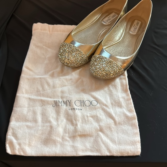 AUTHENTIC JIMMY CHOO GOLD FLATS SZ 41 - Picture 13 of 13